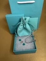 Комплект підвіска та браслет з серцем кольору тіффані