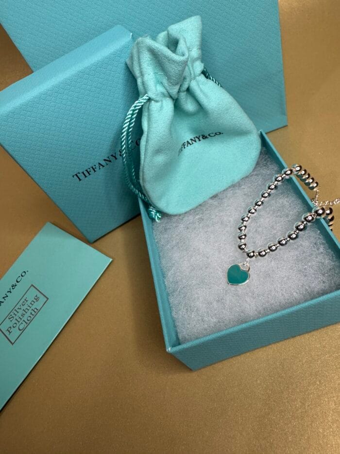 Комплект підвіска та браслет з серцем кольору тіффані - Зображення 2